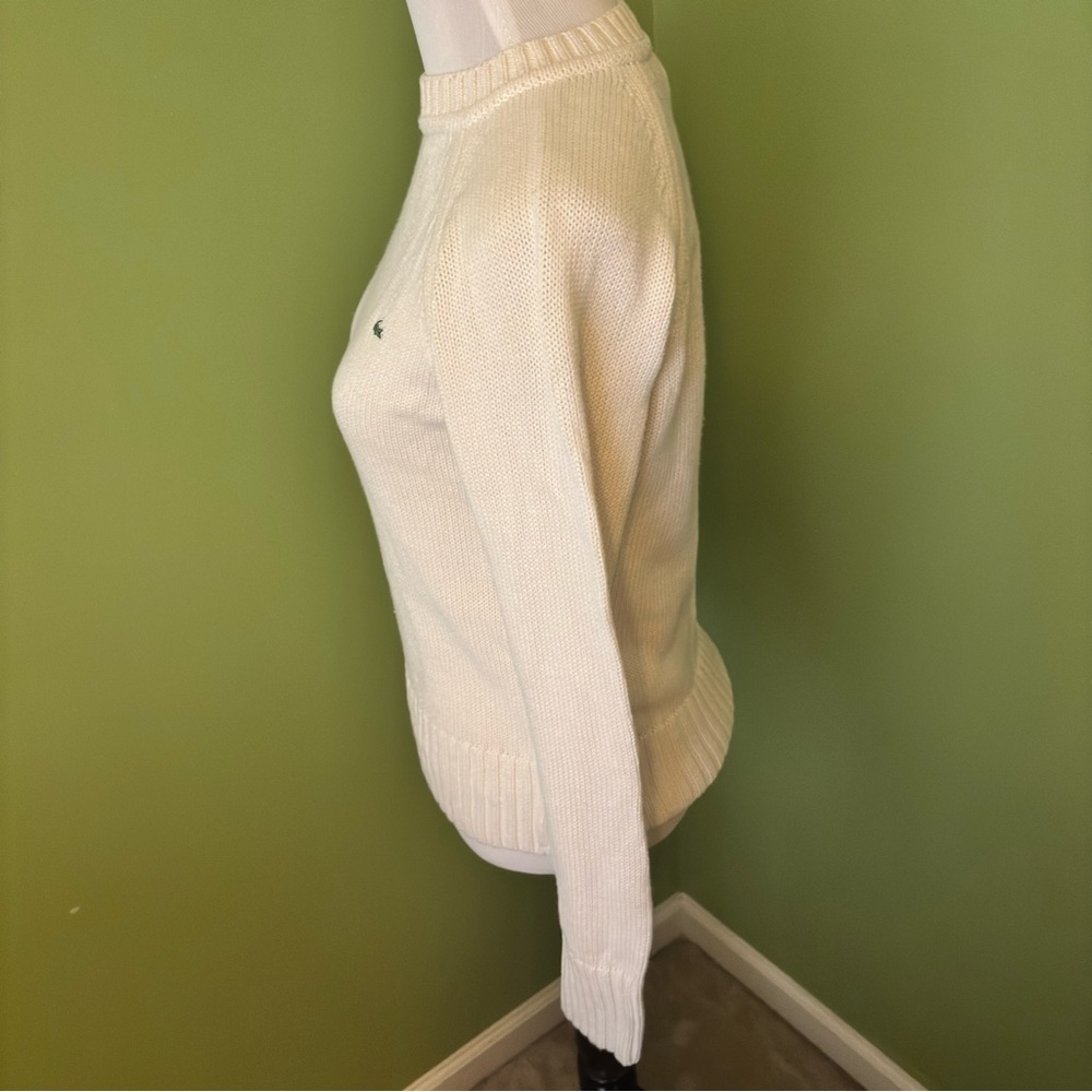 Lacoste Women's Ivory Crew Neck Sweater Needs Repair - Picture 3 of 8